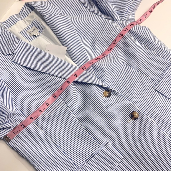 NWT J. Crew Factory cotton blazer notched lined blue white stripe blazer size 10 - Picture 7 of 12
